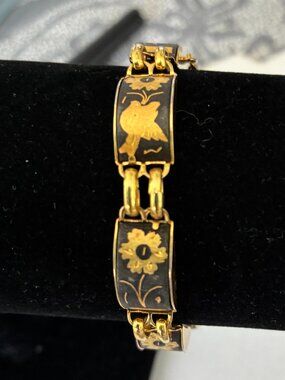 Toledo Gold DamasceneFlower Bracelet - Vintage